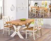 bordeaux 165cm oak and cream all sides extending table with cavendish chairs - cream 4 chairs