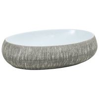 lavabo sobre encimera  lavabo de bano moderno ovalado ceramica gris y azul 59x40x15 cm