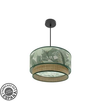 FABRILAMP Lámpara de techo colgante Congo 40d 1xe27 Negro/verde-natural