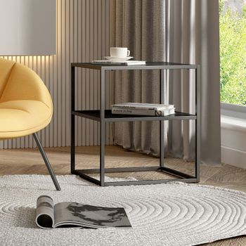 Mesa Auxiliar Raahe Con Estante Acero 51x45x40 Cm - Negro [en.casa]