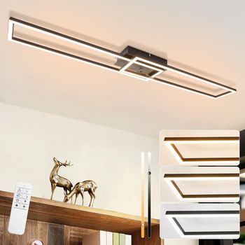 Lámpara De Techo Led Moderna De 102 Cm, Color Negro, Con Dos Marcos Y Regulable Para Sala De Estar Y Dormitorio. Zmh
