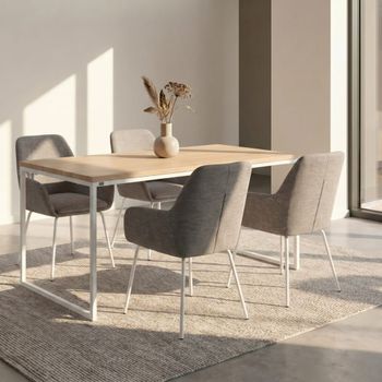 Mesa de comedor para 8 personas en efecto roble blanco 180