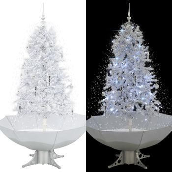 Árbol De Navidad | Decoraciones De Navidad Con Nieve Con Base En Paraguas Blanco 170 Cm Cfw759639
