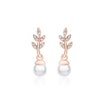 Pendientes de plata 925 rosa con perlas circonitas