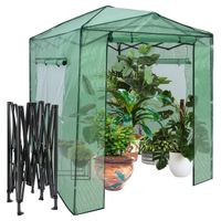 costway invernadero portatil de jardin con 2 ventanas puertas de enrollable cierre de doble cremallera frontal y trasera 180 x 250 x 230 cm verde