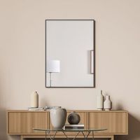 espejo de pared novoli rectangular con ganchos plastico 72 x 52 cm - negro encasa
