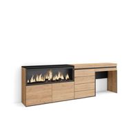 tocador dormitorio habitacion 234x35x75cm con cajon chimenea electrica xxl comoda cajonera estilo moderno roble