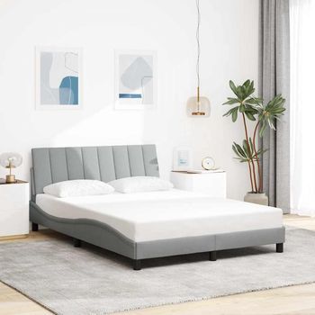 Cama Matrimonial | Cama Para Adultos | Cama Sin Colchón Tela Gris Claro 140x200 Cm Cfw111522