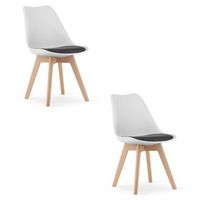 set de 2 silla de comedor polipropileno valora rikx asiento ergonomico blanco y negro