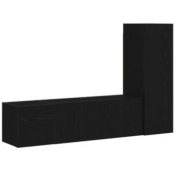 Conjunto De Mueble De Tv 3 Uds | Mueble De Salón | Gabinete De Tv Roble Negro 130,5 X 30 X 140 Cm