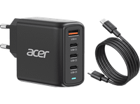 cargador para portatil - acer gan charger 100w 3x usb-c 1x usb-a 20w67w18w carga rapida negro