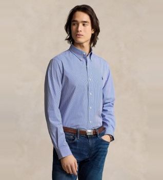 Polo Ralph Lauren para hombre. 710928255007 Camisa Custom Fit azul (XXL), Casual, Algodón, Clásico, Manga larga