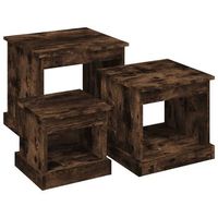 mesas apilables 3 piezas madera contrachapada roble ahumado