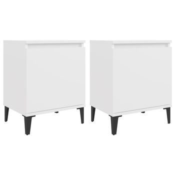 Mesitas De Noche Con Patas De Metal Blanco 40x30x50 Cm Vidaxl