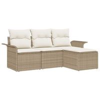 conjunto de sofa de jardin con cojin 4 piezas  mueble de jardin beige poliratan