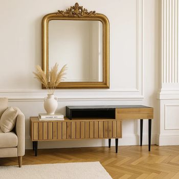 Mueble de almacenaje de pared en madera y mármol