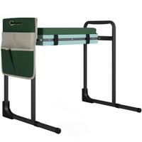 outsunny almohadilla y asiento para jardin capacidad 150 kg taburete de jardin con area de rodilla muy acolchada patas de acero extensibles