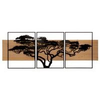 juego de 3 paneles decorativos 3d en metal y madera negro cm 204x2x80