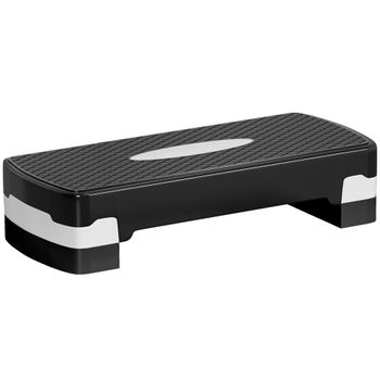 HOMCOM Step de Aeróbic y Fitness Tabla Plataforma Stepper para Deporte y Gimnasia con Altura Regulable a 2 Niveles Carga 150kg (Negro)   Aosom España