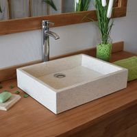 lavabo independiente en terrazzo crema