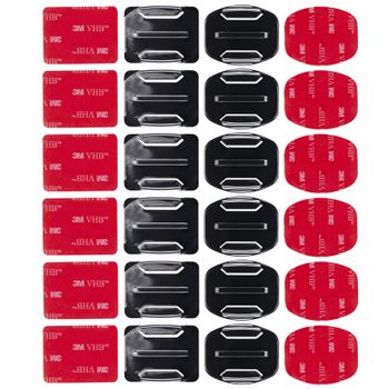 Madrid Gadget Store - 24x Soportes Planos Curvos Curvado Adhesivo 3M para Cámara Deportiva Acción GoPro Go Pro Hero13 Hero 13 12 11 10 9 8 7 6 5 4 3 2018 SJCAM