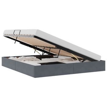 Cama Matrimonial | Cama Para Adulto | Estructura De Cama Ottoman Gris Oscuro 180 X 200 Cm Terciopelo