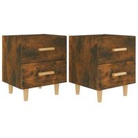 juego de 2 mesitas de noche con dos cajones 40 x 35 x 475 cm madera contrachapada marron dec035087
