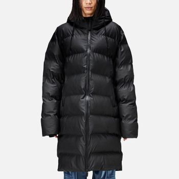 Rains Alta Long Coated-Shell Puffer Jacket - S