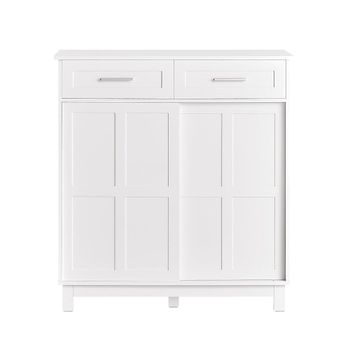 Aparador recibidor con 2 cajones y 2 puertas mdf blanco