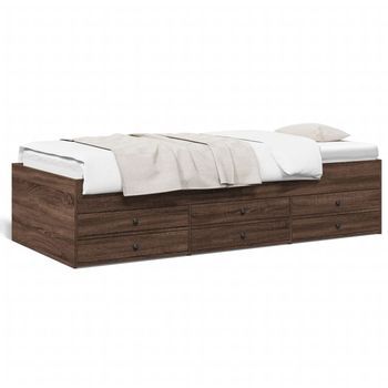 Sofá Cama Con Cajones Sin Colchón Roble Marrón 75x190 Cm Vidaxl