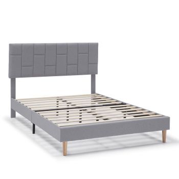 Estructura De Cama Tapizada Sorni De 30 Cm, 90x190 Cm, Gris Claro