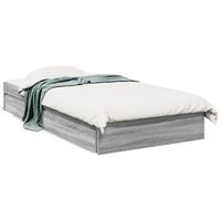cama individual  cama para adultos  cama con cajones madera ingenieria gris sonoma 90x200 cm