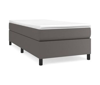 Estructura de cama box spring cuero sintético gris 90x190 cm