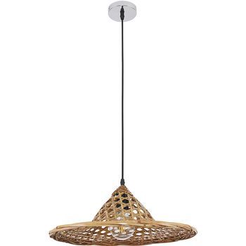 Lámpara De Techo De Bambú - Lámpara Colgante Diseño Boho Bali - Flora Madera Natural