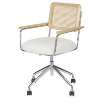 silla de escritorio giratoria de ratan y tela cruda