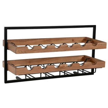 Botellero de acero y madera 65x25x35 cm 8 botellas
