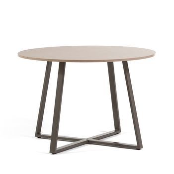 Mesa Redonda De Interior 110 Cm Con Tablero Laminado Y Patas Metálicas - Damiano