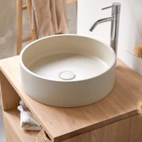 lavabo redondo de terrazo color crema   39 cm