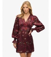 superdry para mujer w8012005a vestido jacquard granate l casual viscosa manga larga