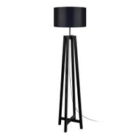 lampara de pie cuadrupedo madera negro metal pantalla negro