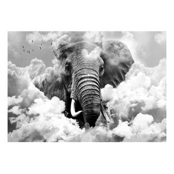 Papel Pintado 3d - Elephant In The Clouds (black And White) (300x210 Cm)