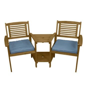 Sofá De 2 Plazas De Madera+cojines Loveseat Sillas Jardín Mesa Banco Esquinero