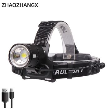 Linterna Frontal ZHAOZHANGX XHP50 / XPL V6 para Exteriores, Luz Potente, Carga USB, Zoom, con Aleación de Aluminio