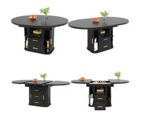 mesa de comedor extensible redonda 118-158max cm de mdfnegro