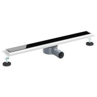 desague de ducha con tapa de vidrio y sifon 360 negro 70 cm vidaxl