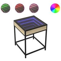 mesa de cafe  mesa de centro con infinity led roble sonoma 40x40x51 cm