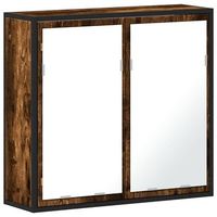 armario con espejo bano  mueble de bano madera roble ahumado 65x20x60 cm