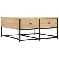 mesa de centro 80x80x40 cm madera y metal trabajados - marron