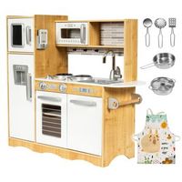 cocina infantil xxl de madera con led y nevera mamabrum