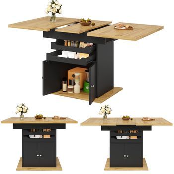 Mesa De Comedor Extensible - Ideal Para El Salón - Se Extiende Hasta 140 Cm De Largo - Color Negro